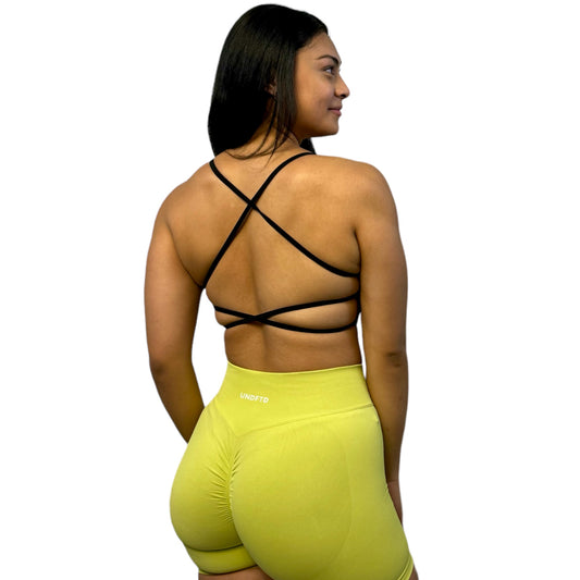 OPEN BACK SPORT BRA BLACK